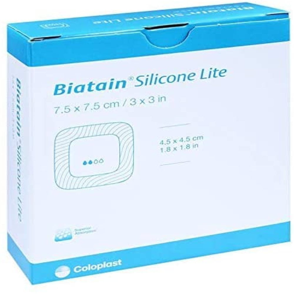 "Biatain Silicone Foam Dressing 3 x 3, Pad Size 1.38 x 1.38 (Box of 10 Each) by Coloplast"