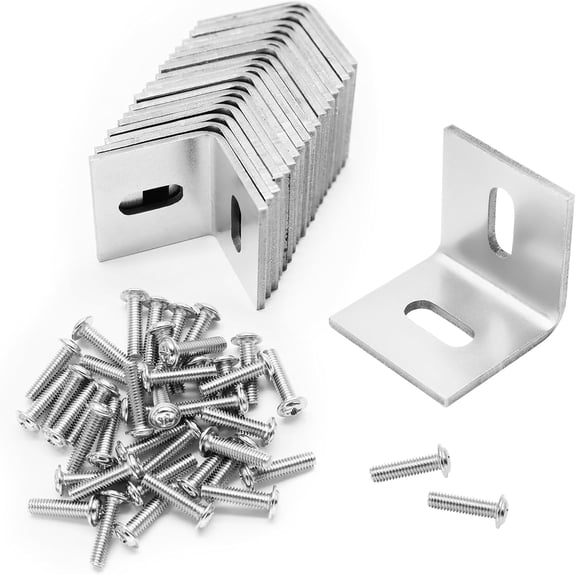 20 Pcs Heavy Duty Table Top Fasteners, Silver Z Clips Fastener Connector, Adjustable Corner Braces Right Angle L Brackets for Table Tops, Shelves, Desk, Chairs, Repairing Furniture