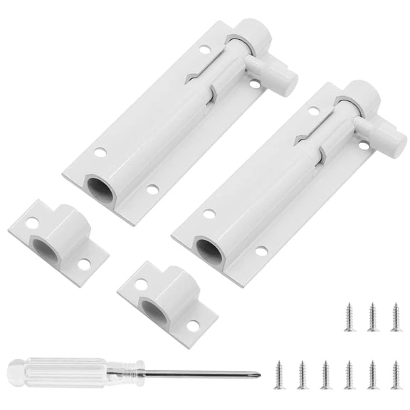 Biaungdo 4 Inch Slide Bolt Latch Lock, 2 Pack White Barrel Bolt Door Security...