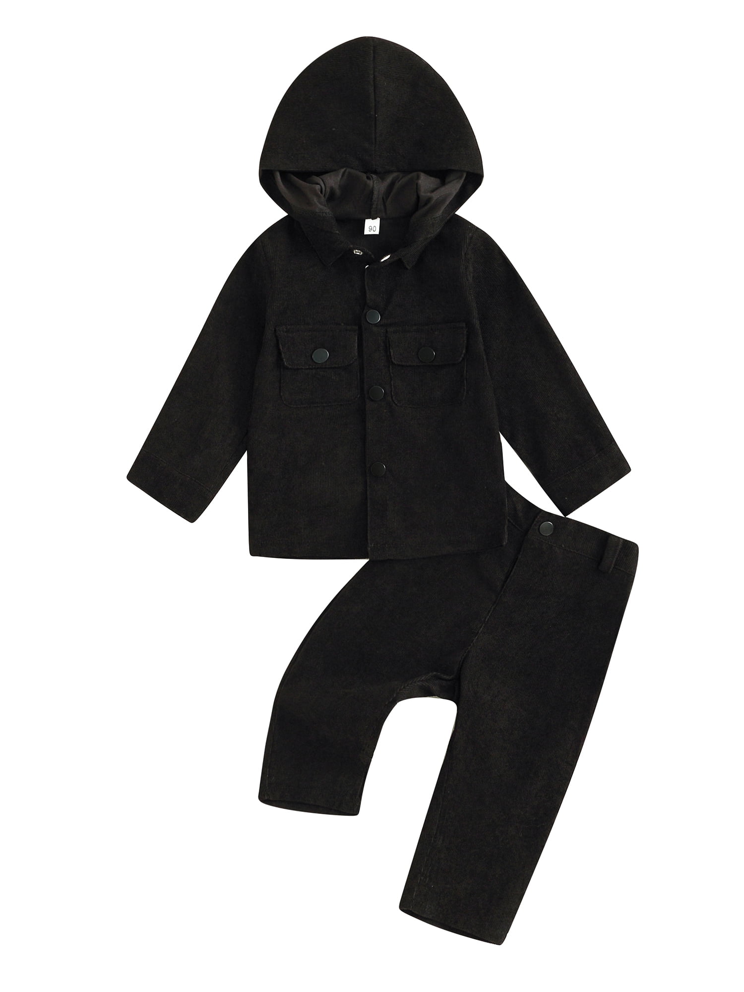 Biayxms Toddler Boy 2 Piece Outfits Corduroy Long Sleeve Hooded Button
