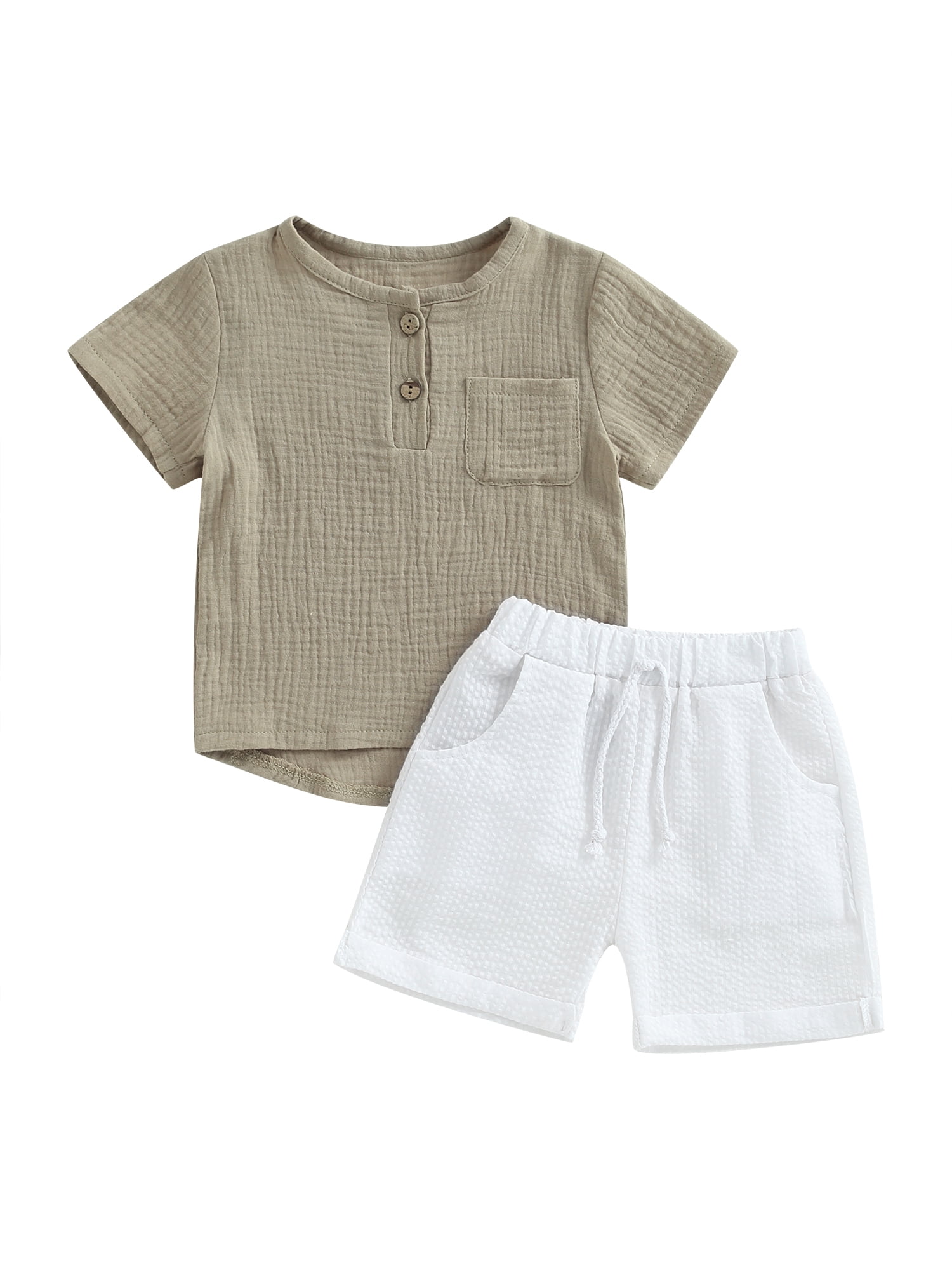 Biayxms Toddler Boys 2PCS Shorts Sets Solid Color Short Sleeve Tops and ...