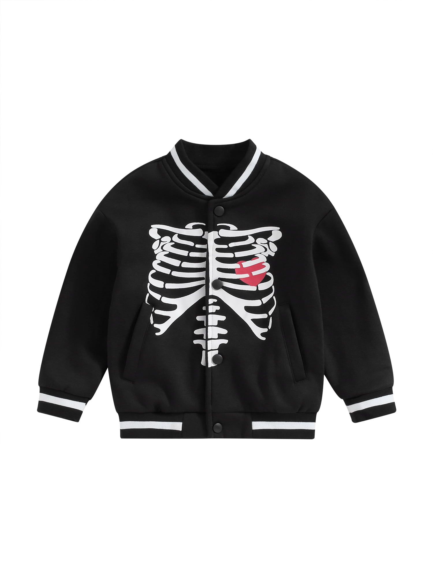 Biayxms Toddler Boys Baseball Jackets Long Sleeve Stand Collar Skeleton