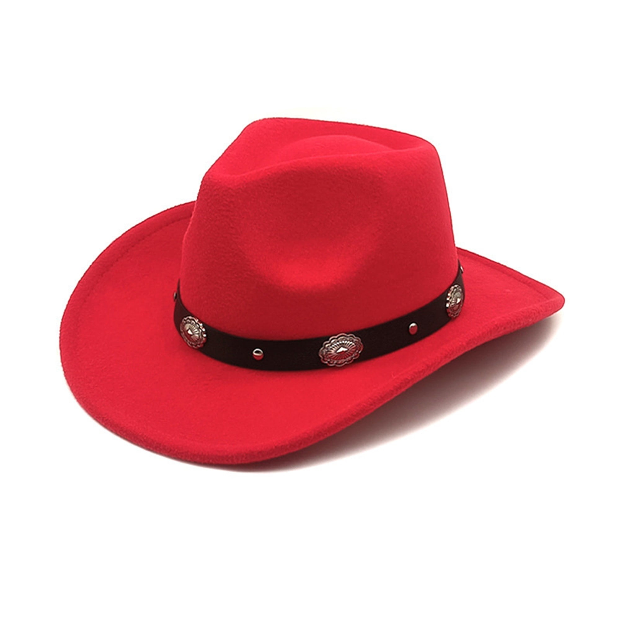 Biayxms Women Men Cowboy Hat Ethnic Style Woolen Western Hat for Wedding Carnival Rave Party