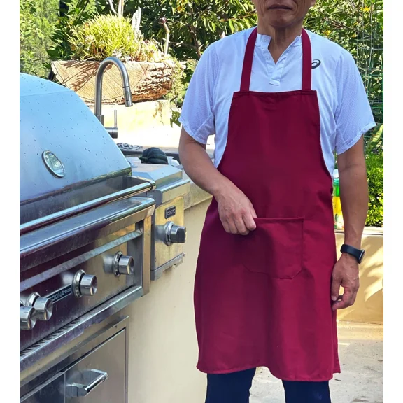 Bib Apron Commercial Restaurant Home Kitchen Cooking Women Men Chef With Pocket