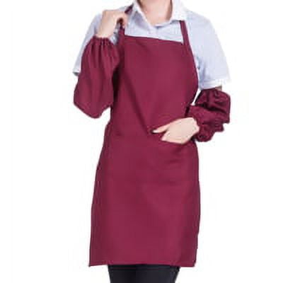 Bib Aprons,Home kitchen apron with sleeve set Water Oil Stain Resistant Chef Cooking Kitchen Aprons with Pockets for Men Women ( Wine Red)