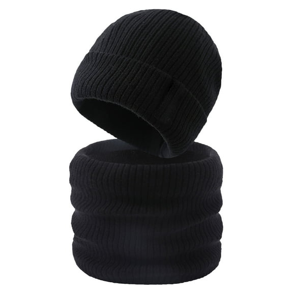 Bib Hat Two Piece Set Thickened And Padded Knitted Plush Woolen Hat Scarf Outdoor Hat Set