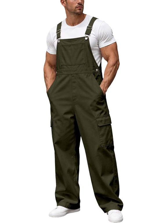Bib Overalls for Men Casual Loose Fit Lightweigt Work Jumpsuit,5X-Large,0071-mvvxk-armygreen