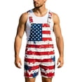 thumbnail image 1 of Bib Overalls for Men Splatter American Flag Print Short Overalls, Patriotic Holiday & Daily Casual Jumpsuit, 5XL, 1 of 4