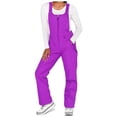 thumbnail image 1 of Bib Snow Pants for Women Elastic Waist Waterproof Windproof Snowpants Solid Insulated Romper Overalls with Pockets for Skiing Purple L, 1 of 6