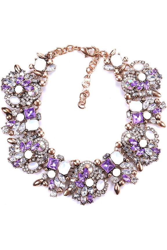 Bib Statement Necklace Colorful Glass Crystal Collar Choker Necklace for Women Fashion Accessories