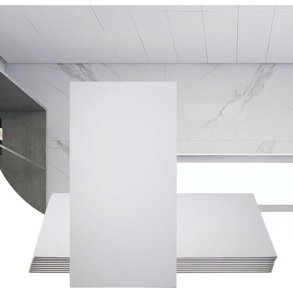 Bibana 10-Pack 2x4 ft Smooth White PVC Drop Ceiling Tiles – Waterproof, Fire-Rated, 5mm Thick for 15/16" Grid Systems, Reusable Ceiling Panels (80 sq ft)