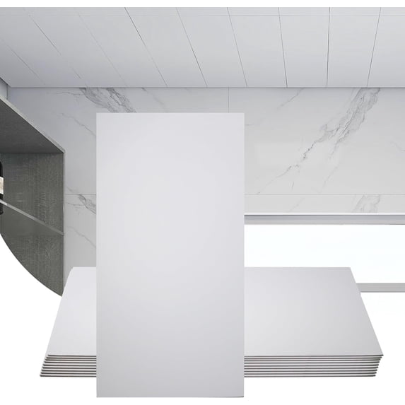 Bibana 10-Pack 2x4 ft Smooth White PVC Drop Ceiling Tiles – Waterproof, Fire-Rated, 5mm Thick for 15/16" Grid Systems, Reusable Ceiling Panels (80 sq ft)