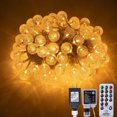 thumbnail image 1 of Bibana 100 LED 49 FT Globe Ball String Lights Crystal Bubble Ball Fairy String Lights Plug in with Remote 8 Modes Extendable for Indoor Outdoor Wedding Christmas Tree Garden Decor (Warm White), 1 of 7