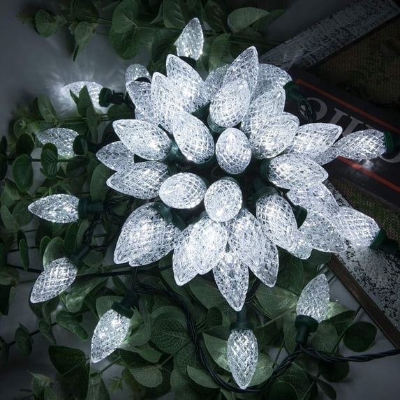 Bibana 100LED 81 FT C9 Christmas String Lights Plug in Fairy Twinkle String Lights 8 Modes Timer Function Waterproof Extendable for Indoor Outdoor Wedding Party Christmas Decoration (100, White)