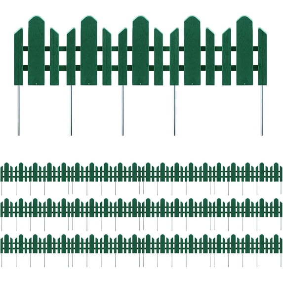 Bibana Garden Edging 12 Pack No Dig Border – Rust & Corrosion Resistant Recycled Plastic Flexible Fence for Lawn, Yard & Flower Beds, Dark Green
