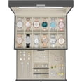 thumbnail image 1 of Bibana 12 Slot PU Leather Lockable Watch Storage Boxes, Men & Women Jewelry Display Drawer Case, 2-tier Organizer Watch Showcase with Glass Lid(Grey), 1 of 7