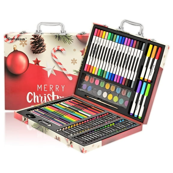 Bibana 132-Piece Art Set, Deluxe Professional Color Set, Creating Gift Box, Art Set Crafts Drawing Painting Christmas Kit for Kids and Adult, Girls Boys
