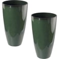 thumbnail image 1 of Bibana 2-Pack 21in Tall Planters, Large Outdoor Pots w/ Drainage (Dark Green), 1 of 5