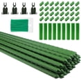 thumbnail image 1 of Bibana 26-Piece 48" Adjustable Garden Plant Support Stakes Kit, Plastic Coated Steel Climbing Frame for Tomatoes, Cucumbers, Beans & Vines, Reusable Vegetable Cage with Connectors & Ties (Green), 1 of 7