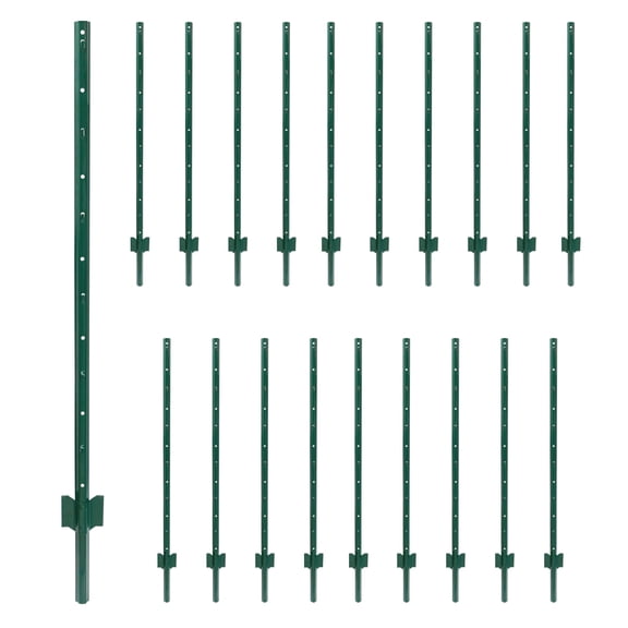 Bibana 3.8 FT Heavy Duty Metal U-Post, 20 Pack No Dig Rust-Resistant Garden Fence Stakes for Wire, Mesh, Electric Fencing, Gardens, Yards & Poultry