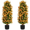 thumbnail image 1 of Bibana 37" 2 Packs Orange Artificial Plum Blossom Tree, Fake Floral Plant Tree in Pot, Faux Potted Decorative Topiary Plant, Cement Filled Flower Trees for Modern Home Office Indoor Outdoor, 1 of 6
