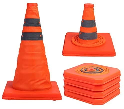 Bibana 4 Pack 15.5 inch Collapsible Traffic Cones Multi Purpose Pop up Reflective Safety Cone