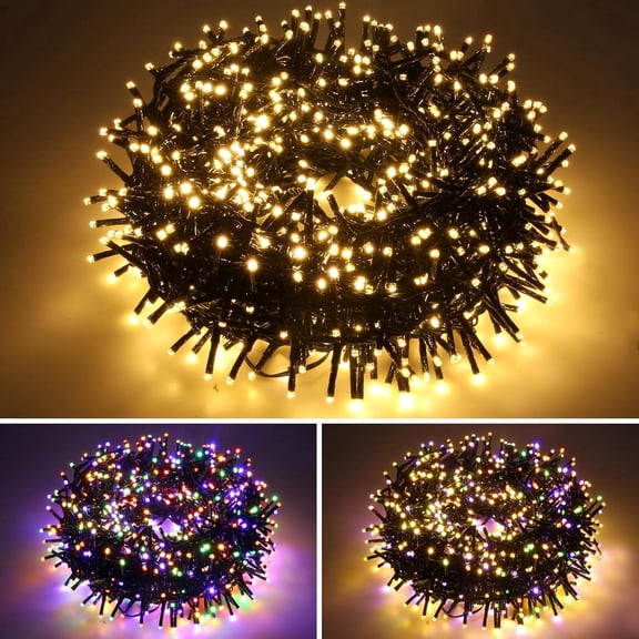 Bibana 49FT 500 LED Christmas Cluster Lights, Plug-in with 11 Modes & Timer for Xmas Decor (Multi-color & Warm White)