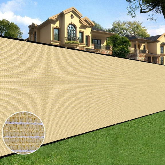 Bibana 5ft x 50ft Privacy Fence Screen Windscreen Shade Cloth for Garden and Balcony - Tan
