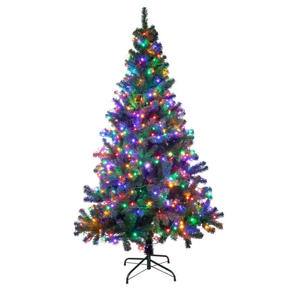 Bibana 6Ft Premium Artificial Christmas Tree with 400 LED Multicolored String Lights (NOT Pre-Strung) & Rugged Metal Stand,8 Lighting Modes,1000 Tips Full Tree,Xmas Decoration(6Ft,Multicolor)