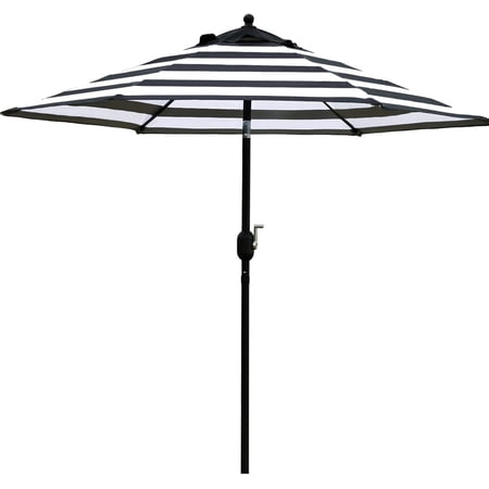 Bibana 7.5 ft Outdoor Patio Umbrella Table Umbrella with 6 Ribs, Push Button Tilt/Crank - Black and White