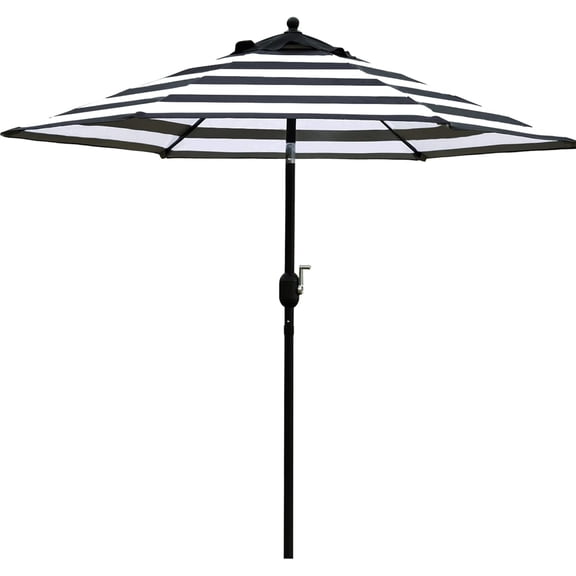 Bibana 7.5 ft Outdoor Patio Umbrella Table Umbrella with 6 Ribs, Push Button Tilt/Crank - Black and White