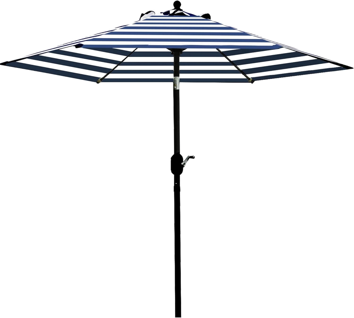 Bibana 7.5 ft Outdoor Patio Umbrella Table Umbrella with 6 Ribs, Push Button Tilt/Crank - Blue and White