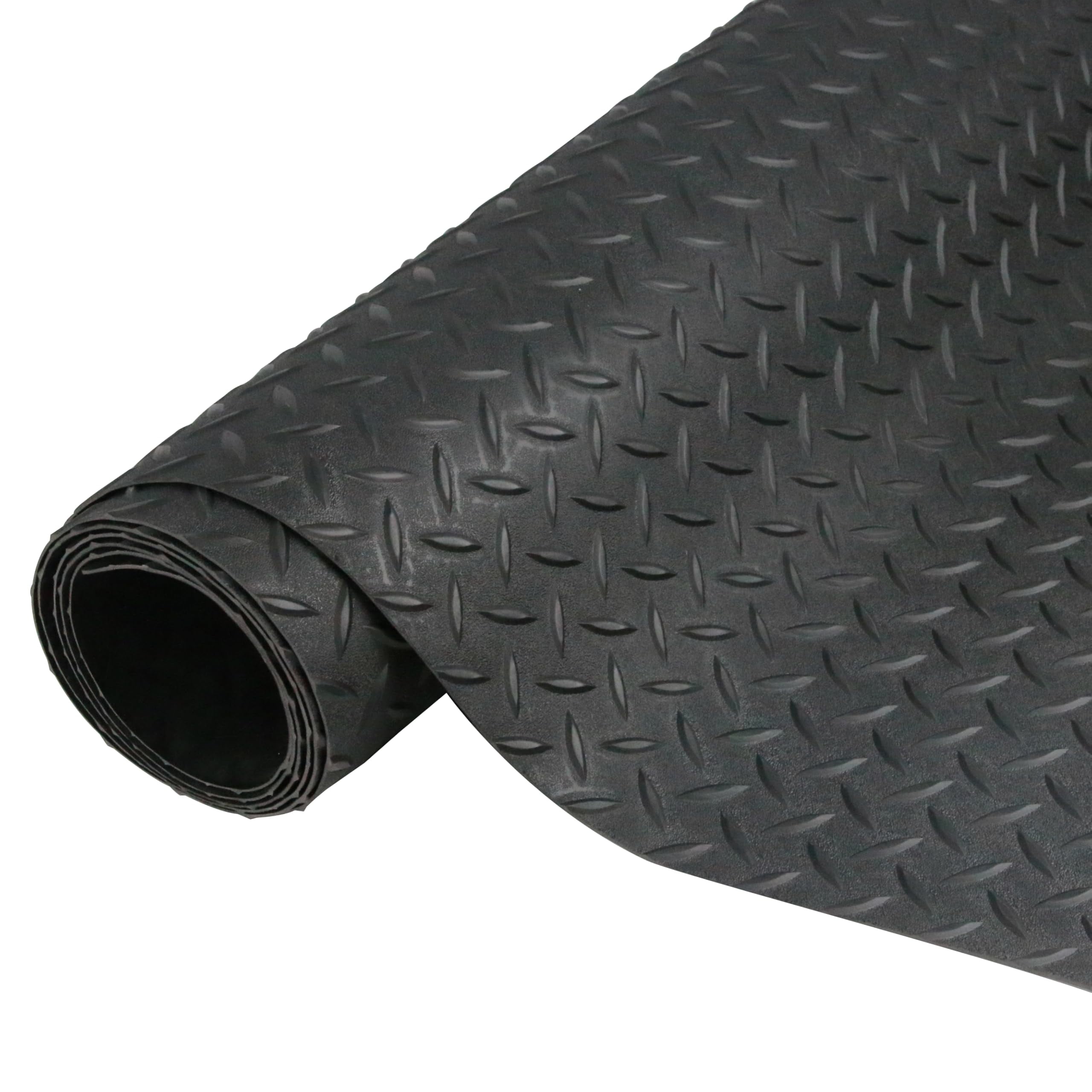Bibana 7.5 x 17 FT Garage Floor Mat,2.5 mm Thickness Diamond PVC Garage Flooring Roll, Anti-Slip Shop Floor & Parking mats for Workshop,Gym,Golf Cart Parking or Trailers