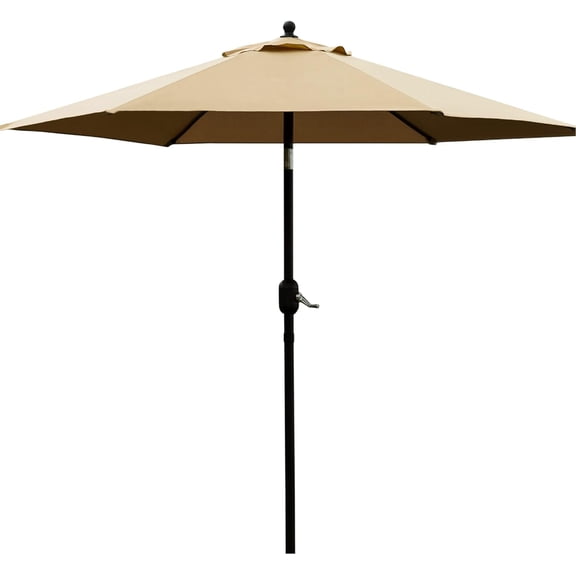 Bibana 7.5 ft Outdoor Patio Umbrella Table Umbrella with 6 Ribs, Push Button Tilt/Crank - Tan