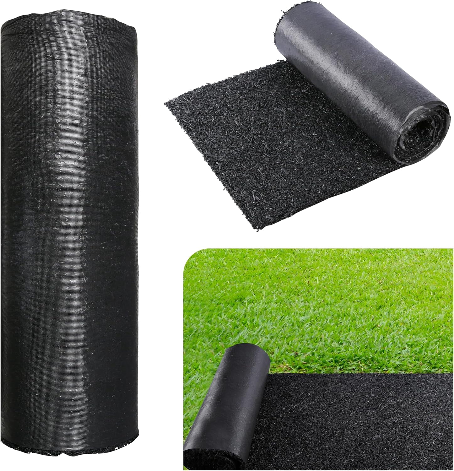 Bibana 8' x 2' Recycled Rubber Mulch Mat Roll, Permanent Landscape Pathway & Weed Barrier, Heavy-Duty Edging for Garden, Playground & Walkway