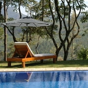 Bibana 9 ft Outdoor Patio Umbrella with Push Button Tilt, Easy Crank Lift, 8 Steel Ribs - Black and White