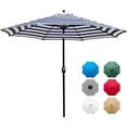 thumbnail image 1 of Bibana 9 ft Outdoor Patio Umbrella with Push Button Tilt, Easy Crank Lift, 8 Steel Ribs - Blue and White, 1 of 9