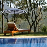 Bibana 9 ft Outdoor Patio Umbrella with Push Button Tilt, Easy Crank Lift, 8 Steel Ribs - Blue and White