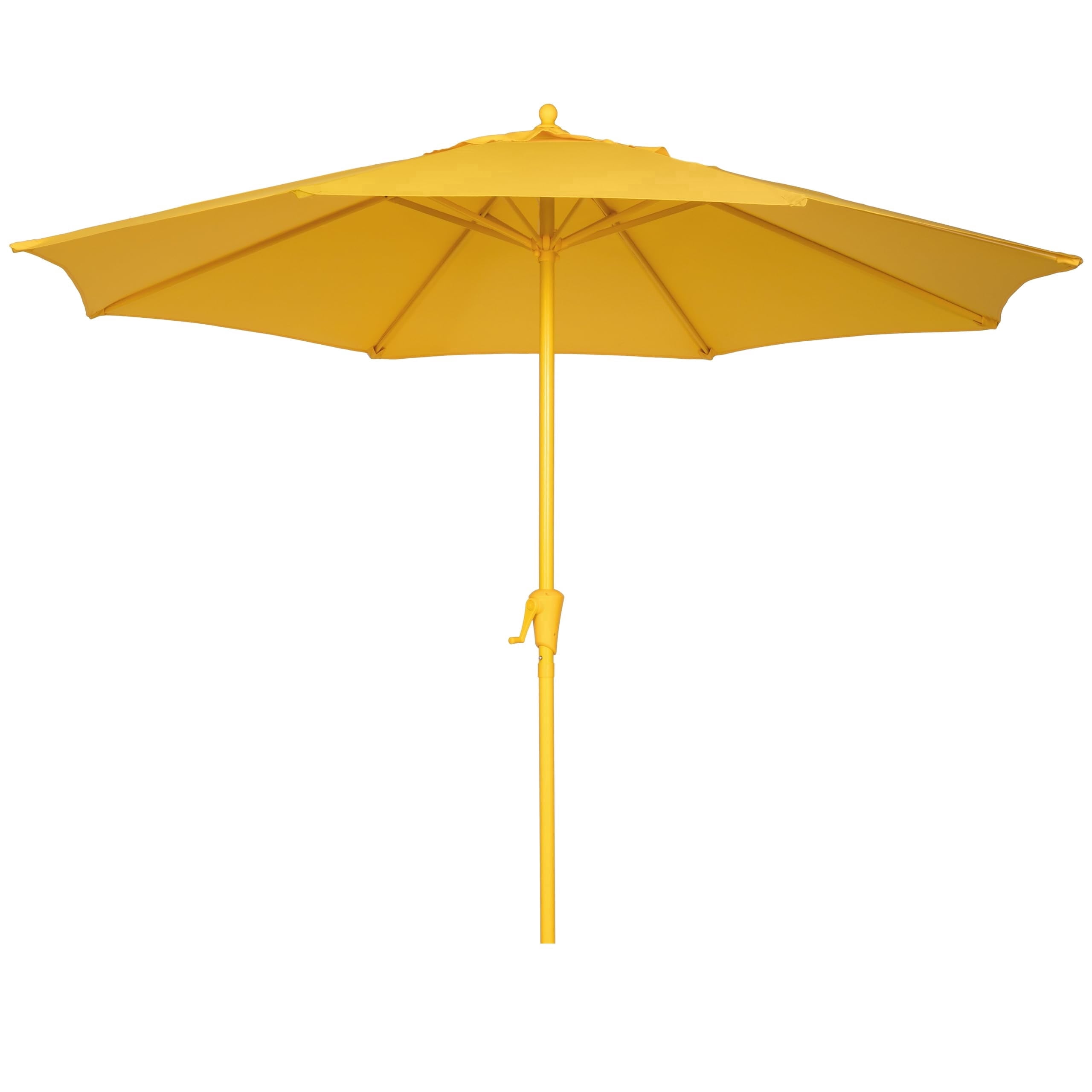 Bibana 9FT Outdoor Patio Umbrella, Market Table Umbrella with 8 Sturdy Ribs & Easy Crank System, Fade-Resistant Waterproof Canopy with Air Vent for Garden, Deck, Poolside & Backyard (Yellow)