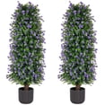 thumbnail image 1 of Bibana Artificial Rose Tree 3FT- Fake Floral Plant Tree in Pot- Decorative Topiary Plant - Cement Filled Potted Faux Flower Plant for Home Office Porch Decor Indoor Outdoor(set of 2), 1 of 6