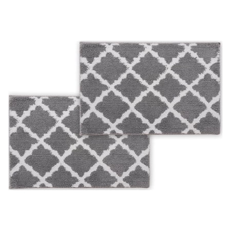 Bibb Home 1-2 Pack Trellis Micro Shag Bath Rugs
