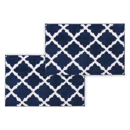 Bibb Home 1-2 Pack Trellis Micro Shag Bath Rugs