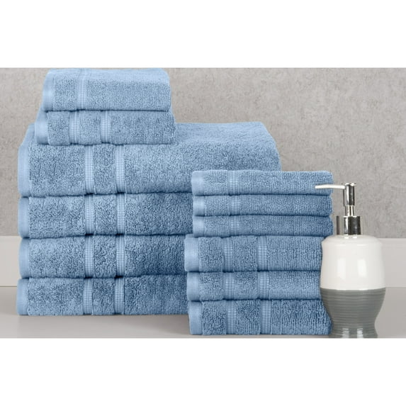Bibb Home 12 Piece Zero Twist Egyptian Cotton Towel Set