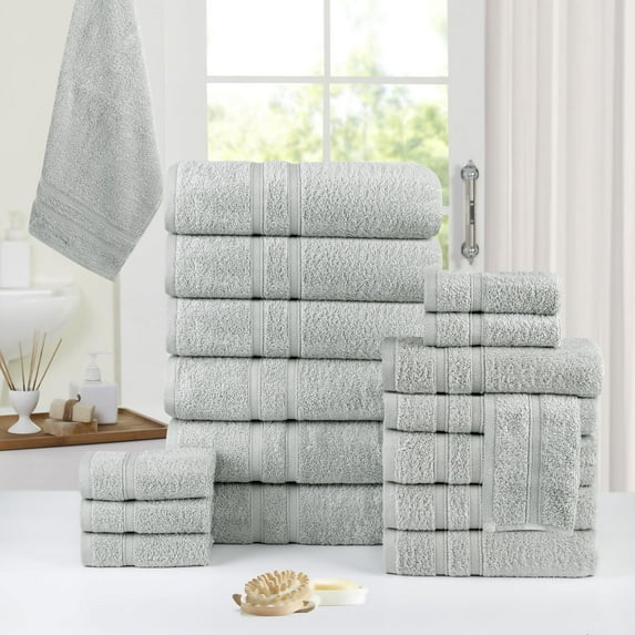 Bibb Home 18 Piece Zero Twist Egyptian Cotton Towel Set