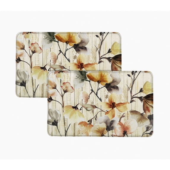 Bibb Home 18 x 30 in. Anti Fatigue Foam Kitchen Mat, Flower