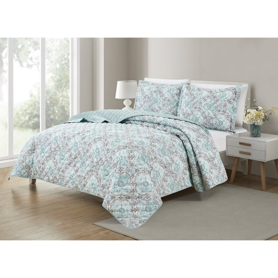 Bibb Home 3 Piece Printed Reversible Quilt Set
