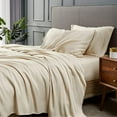 thumbnail image 1 of Bibb Home 300tc Rayon from Bamboo Viscose 4 Pc Sheet Set - 4 Colors - Linen - King, 1 of 5