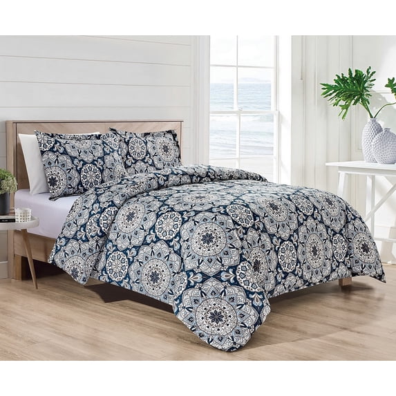 Bibb Home 4 pc Duvet & Down Alternative Comforter Set - 7 Designs - Alexander - King