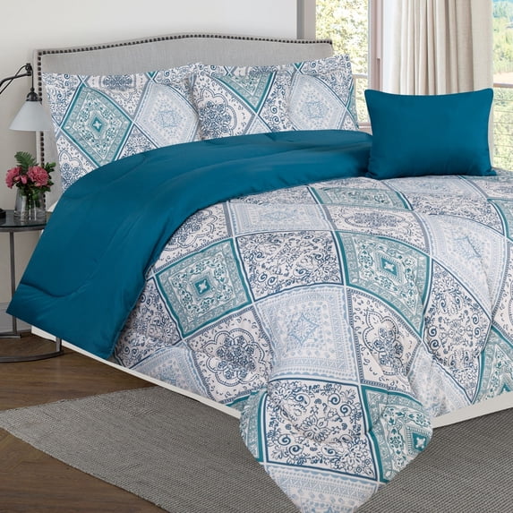Bibb Home 5 Piece Comforter Set with Decorative Pillows