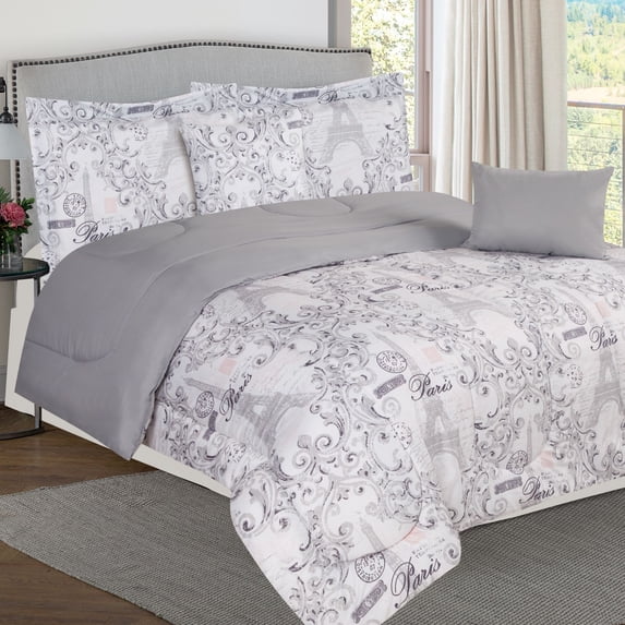 Bibb Home 5 Piece Comforter Set with Decorative Pillows